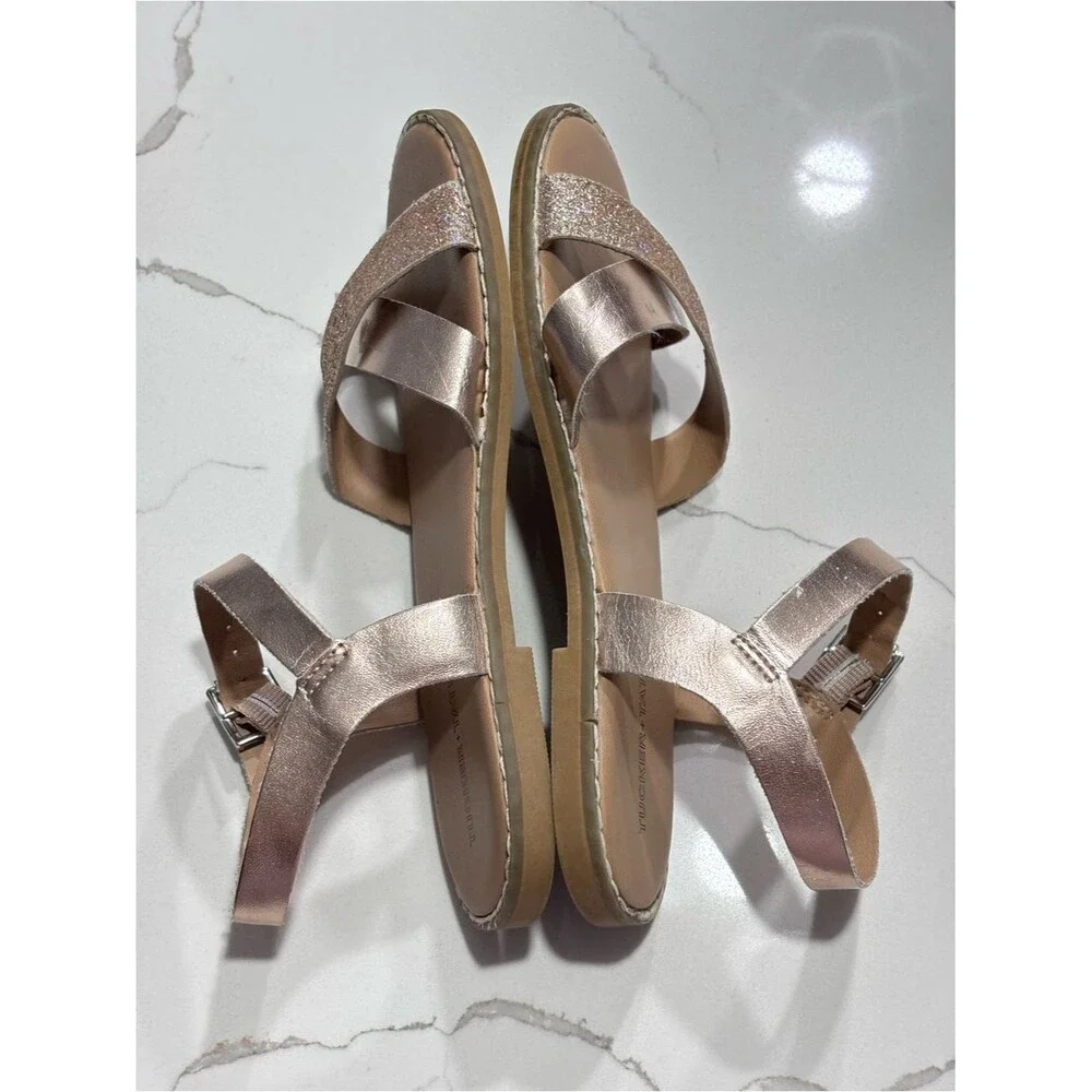 Tucker + Tate Rose Gold Glitter Cross-Strap Summer Formal Sandals Little Girls 2